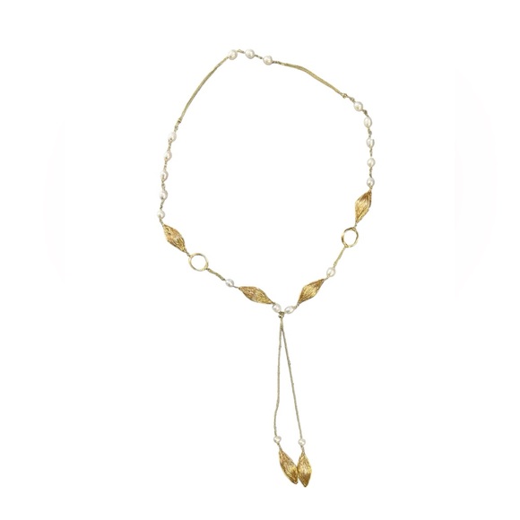 14k E plated Gold FWC Pearl Wire wrapped nested pearl adjustable dangling accent - Picture 7 of 8